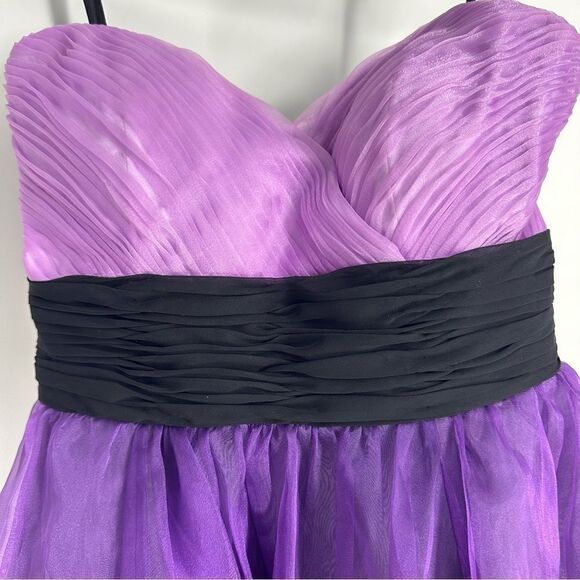 MORI LEE Purple Ombré Strapless Organza Sweetheart Prom Homecoming Dress Sz 5/6 - Picture 3 of 10